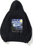 The Champ Clothing Kapüşonlu Içi Polar Vincent Van Gogh Baskılı Siyah Unisex Hoodie Sweatshirt