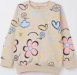 Breeze Kız Çocuk Sweatshirt Bahar Temalı Çicek Desenli 2-6 Yaş, Bej