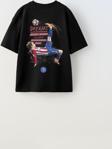 The Champ Clothing Earned Not Gıven Yazılı Futbol Tasarım Baskılı Siyah Çocuk T-Shirt