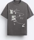 The Champ Clothing Art Work Baskılı Oversize Füme Erkek T-Shirt