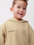 The Champ Clothing Bej Unisex Çocuk Kapüşonlu Nature Concept Baskılı Oversize Hoodie Sweatshirt