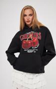 The Champ Clothing Kapüşonlu Içi Polar Cherries Yazılı Kiraz Baskılı Siyah Oversize Hoodie Sweatshirt