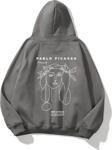 The Champ Clothing Kapüşonlu Içi Polar War & Peace Baskılı Füme Unisex Hoodie Sweatshirt