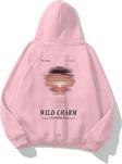 The Champ Clothing Kapüşonlu Içi Polar Wıld Charm Baskılı Pembe Unisex Hoodie Sweatshirt