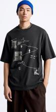The Champ Clothing Art Work Baskılı Oversize Siyah Erkek T-Shirt
