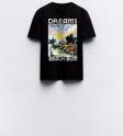 The Champ Clothing Dreams Beach Bum Yazılı Manzara Tasarım Baskılı Siyah Çocuk T-Shirt