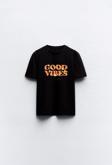 The Champ Clothing Good Vıbes Yazılı Baskılı Siyah Çocuk T-Shirt