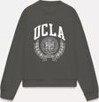 The Champ Clothing Ucla Yazı Baskılı Bisiklet Yaka İçi Polar Oversize Kesim Unisex Füme Sweatshirt
