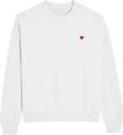 The Champ Clothing Bisiklet Yaka İçi Polar Kalp Baskılı Beyaz Oversize Sweatshirt