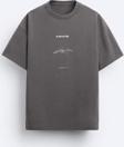 The Champ Clothing İmza Baskılı Oversize Füme Erkek T-Shirt