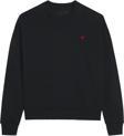 The Champ Clothing Bisiklet Yaka İçi Polar Kalp Baskılı Siyah Oversize Sweatshirt