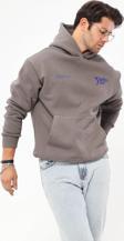 The Champ Clothing Kapüşonlu Içi Polar Eighty Five Yazı Baskılı Füme Oversize Hoodie Sweatshirt
