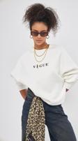 The Champ Clothing Vogue Yazı Baskılı Bisiklet Yaka İçi Polar Oversize Kesim Unisex Beyaz Sweatshirt