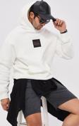 The Champ Clothing Kapüşonlu Içi Polar Syzygy Yazı Baskılı Beyaz Oversize Hoodie Sweatshirt