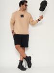The Champ Clothing Bisiklet Yaka İçi Polar Syzygy Yazı Baskılı Bej Oversize Sweatshirt
