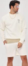 The Champ Clothing Bisiklet Yaka İçi Polar Move Ahead Yazı Baskılı Beyaz Oversize Sweatshirt
