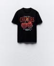 The Champ Clothing Cherries Yazılı Kiraz Tasarım Baskılı Siyah Kadın T-Shirt