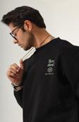 The Champ Clothing Bisiklet Yaka Içi Polar Move Ahead Yazı Baskılı Siyah Oversize Hoodie Sweatshirt