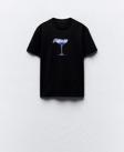 The Champ Clothing Kokteyl Kadeh Tasarım Baskılı Siyah Kadın T-Shirt