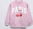 The Champ Clothing Pembe Bisiklet Yaka Paris Yazılı Cherries Baskılı Oversize Çocuk Sweatshirt