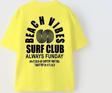 The Champ Clothing Beach Vıbes Surf Club Yazılı Ters S Tasarım Baskılı Sarı Unisex Çocuk T-Shirt
