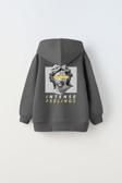 The Champ Clothing Kapüşonlu Içi Polar Intense Feelings Baskılı Füme Unisex Çocuk Hoodie Sweatshirt