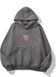 The Champ Clothing Kapüşonlu Içi Polar No Fear Baskılı Füme Unisex Oversize Hoodie Sweatshirt