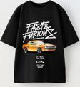 The Champ Clothing Fast Furious Yazılı Araba Baskılı Siyah Çocuk T-Shirt
