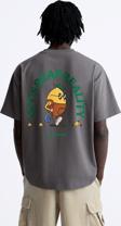 The Champ Clothing Bisiklet Yaka Petit Jardinier Baskılı Oversize Füme Erkek T-Shirt