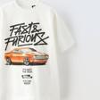 The Champ Clothing Fast Furıous Yazılı Araba Baskılı Beyaz Çocuk T-Shirt