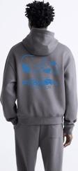 The Champ Clothing Kapüşonlu Içi Polar Peanuts Yazılı Snoopy Desen Baskılı Füme Oversize Hoodie Sweatshirt