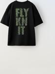 The Champ Clothing Collective Fly Knıt Yazılı Futbol Tasarım Baskılı Siyah Çocuk T-Shirt