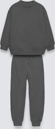 The Champ Clothing Füme Çocuk Bisiklet Yaka Bel Ve Paça Lastikli Basic Içi Polar Eşofman Takımı