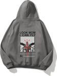 The Champ Clothing Kapüşonlu Içi Polar Look Mom I Can Fly Baskılı Unisex Füme Oversize Hoodie Sweatshirt