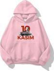 The Champ Clothing Kapüşonlu Içi Polar Kemal Atatürk 10 Kasım Baskılı Pembe Unisex Hoodie Sweatshirt