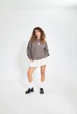 The Champ Clothing Füme Bisiklet Yaka Kadın No Fear Ön Ve Baskılı Oversize Sweatshirt