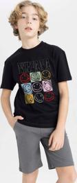 The Champ Clothing Nevermind Nirvana Yazılı Smile Tasarım Baskılı Siyah Çocuk T-Shirt
