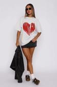 The Champ Clothing White Fox Beyaz Kadın Love Brust Baskılı Bisiklet Yaka T-Shirt