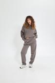 The Champ Clothing Füme Kadın Bisiklet Yaka Bel Lastikli Bol Paça Oversize Eşofman Takımı