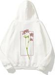 The Champ Clothing Kapüşonlu Içi Polar Flowers Baskılı Beyaz Unisex Hoodie Sweatshirt