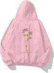 The Champ Clothing Kapüşonlu Içi Polar Flowers Baskılı Pembe Unisex Hoodie Sweatshirt