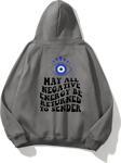 The Champ Clothing Kapüşonlu Içi Polar Kirpikli Nazar Boncuğu Baskılı Füme Unisex Sweatshirt
