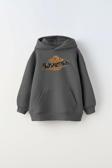 The Champ Clothing Kapüşonlu Içi Polar Basketbol Baskılı Füme Unisex Çocuk Sweatshirt