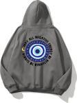 The Champ Clothing Kapüşonlu Içi Polar Nazar Boncuğu Baskılı Füme Unisex Sweatshirt