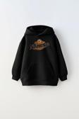 The Champ Clothing Kapüşonlu Içi Polar Basketbol Baskılı Siyah Unisex Çocuk Sweatshirt
