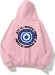 The Champ Clothing Kapüşonlu Içi Polar Nazar Boncuğu Baskılı Pembe Unisex Sweatshirt