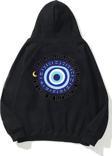 The Champ Clothing Kapüşonlu Içi Polar Nazar Boncuğu Baskılı Siyah Unisex Sweatshirt