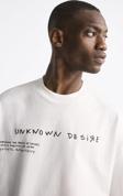 The Champ Clothing Bisiklet Yaka Unknown Desire Baskılı Oversize Beyaz Erkek T-Shirt