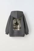 The Champ Clothing Kapüşonlu Içi Polar The Ballet School Baskılı Füme Unisex Çocuk Sweatshirt