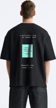 The Champ Clothing Bisiklet Yaka Unknown Desire Baskılı Oversize Siyah Erkek T-Shirt